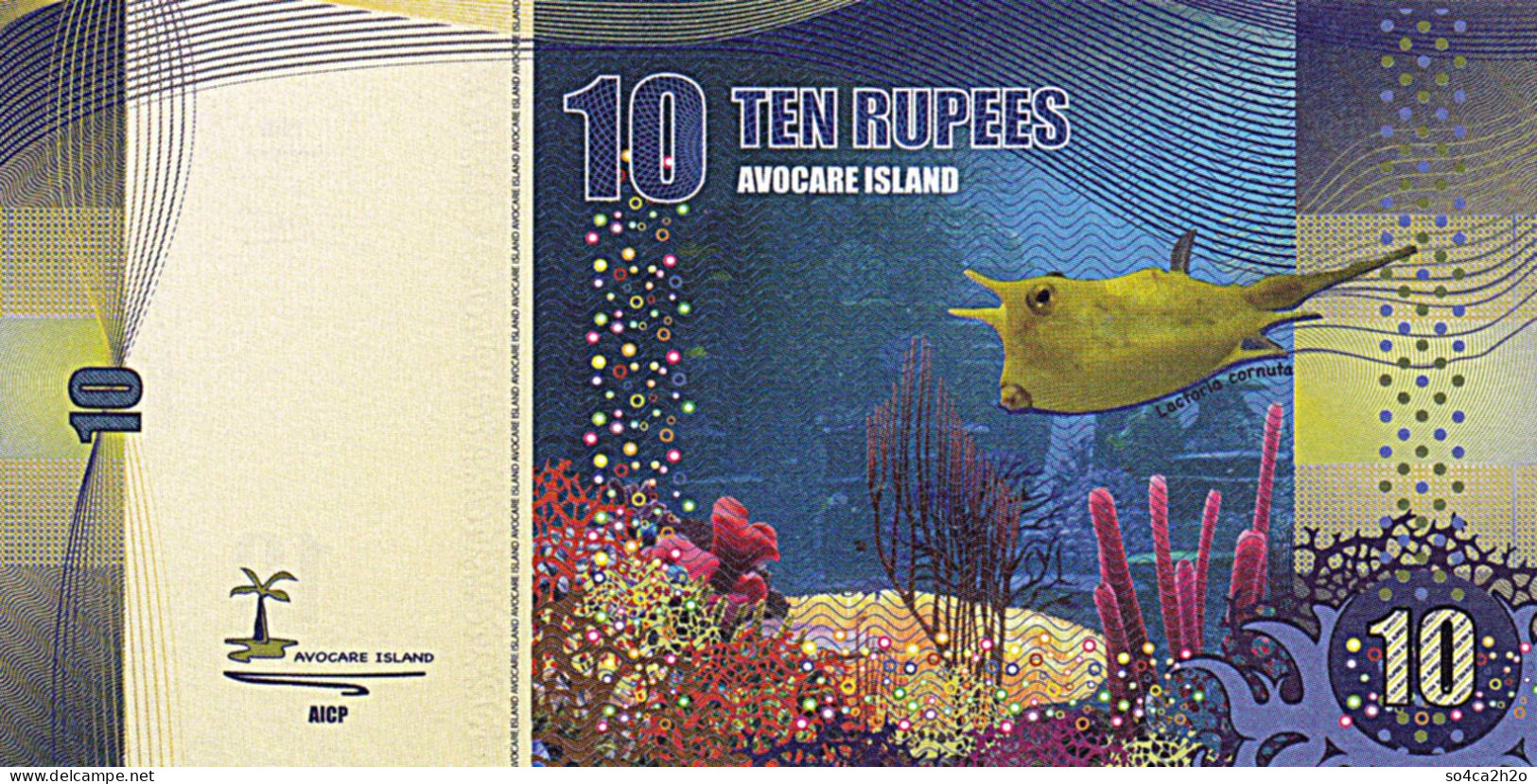 AVOCARE ISLAND 10 Rupees  2016 UNC - Fictifs & Spécimens