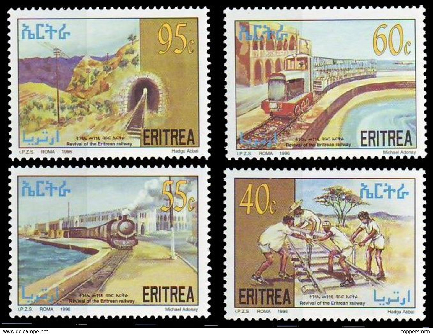 (029) Eritrea  Railway / Chemin De Fer / Eisenbahn / Locomotives / Trains  ** / Mnh  Michel 114-17 - Erythrée