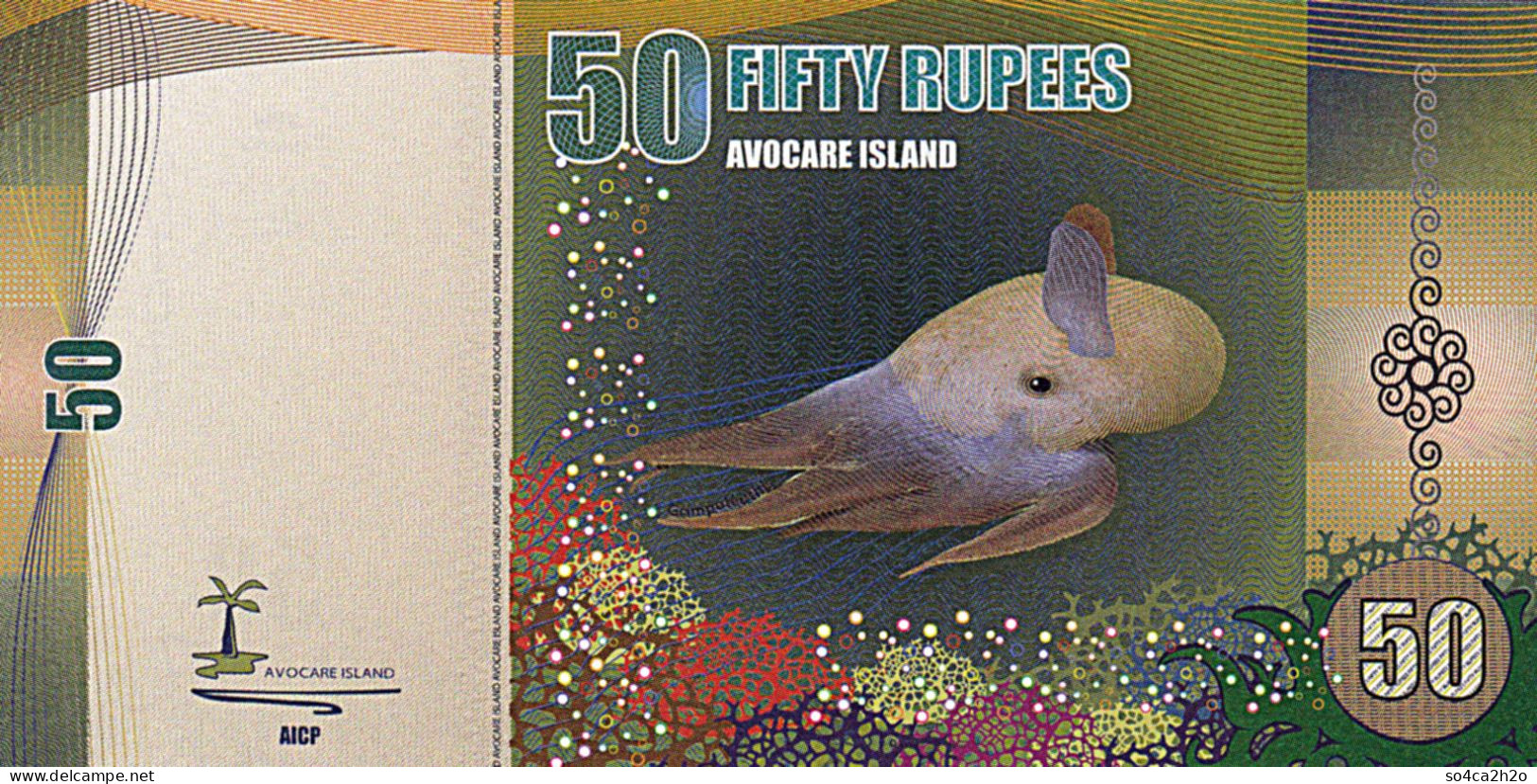 AVOCARE ISLAND 50 Rupees  2016 UNC - Specimen