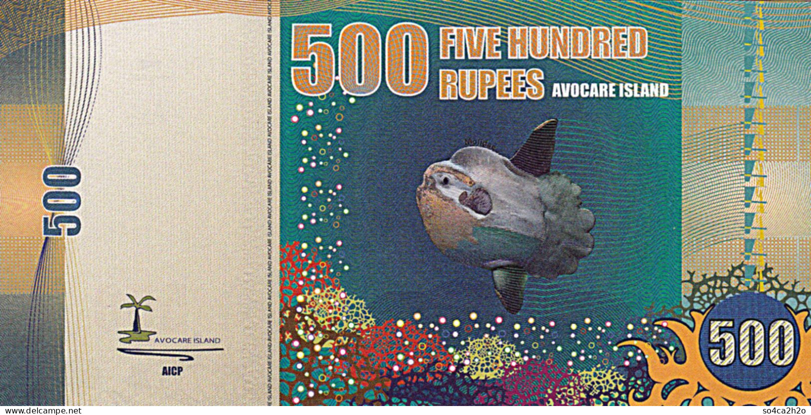 AVOCARE ISLAND 500 Rupees  2016 UNC - Ficción & Especímenes