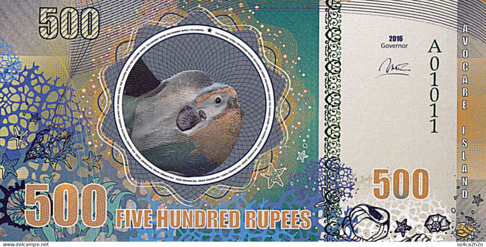 AVOCARE ISLAND 500 Rupees  2016 UNC - Fiktive & Specimen