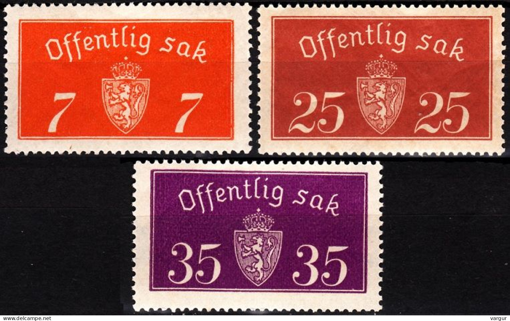 NORWAY 1933/36 Official. Different Printing Modes. 3v, MNH - Oficiales