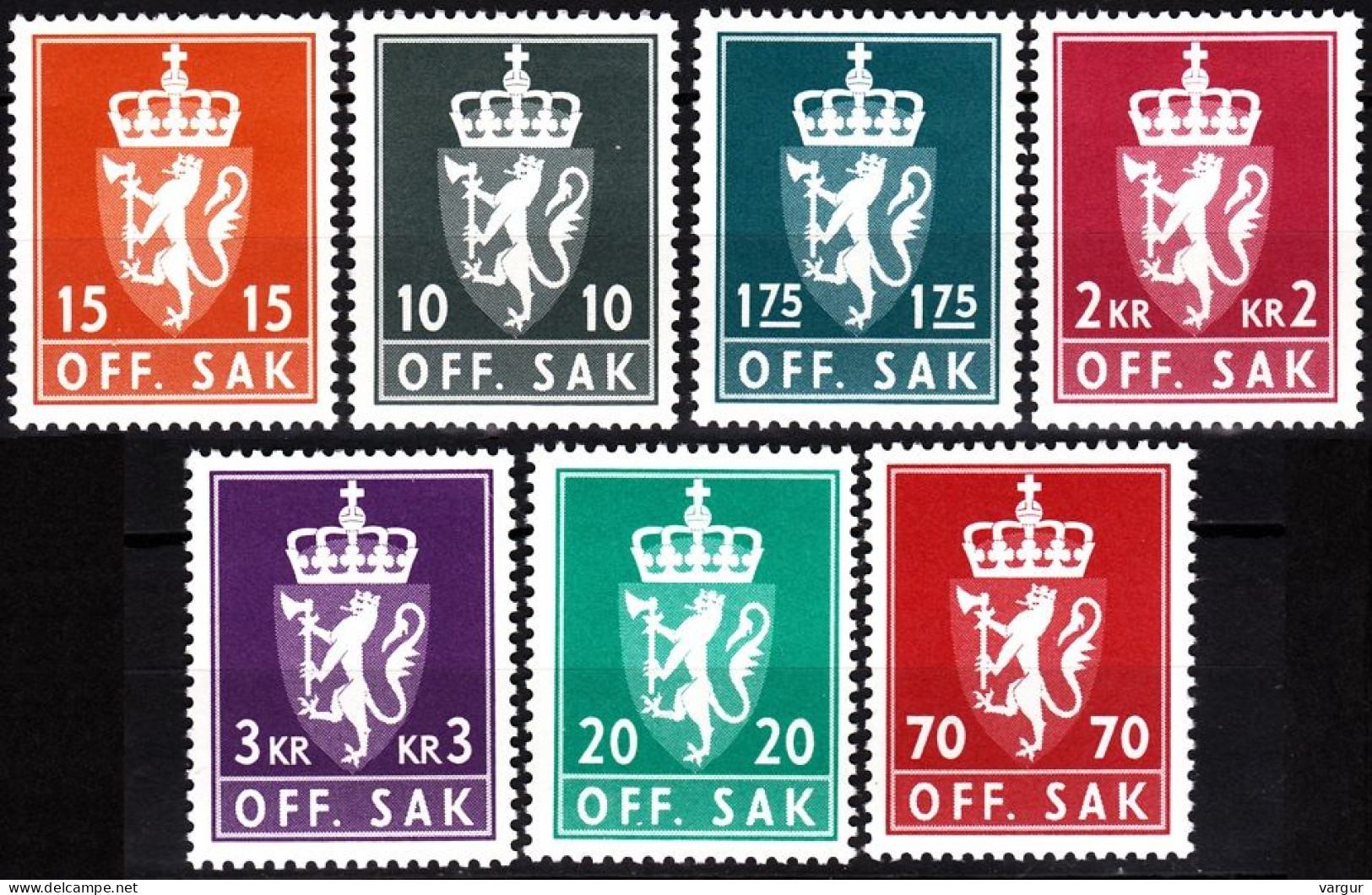 NORWAY 1981-82 Official. Heraldry. 7v, MNH - Dienstzegels