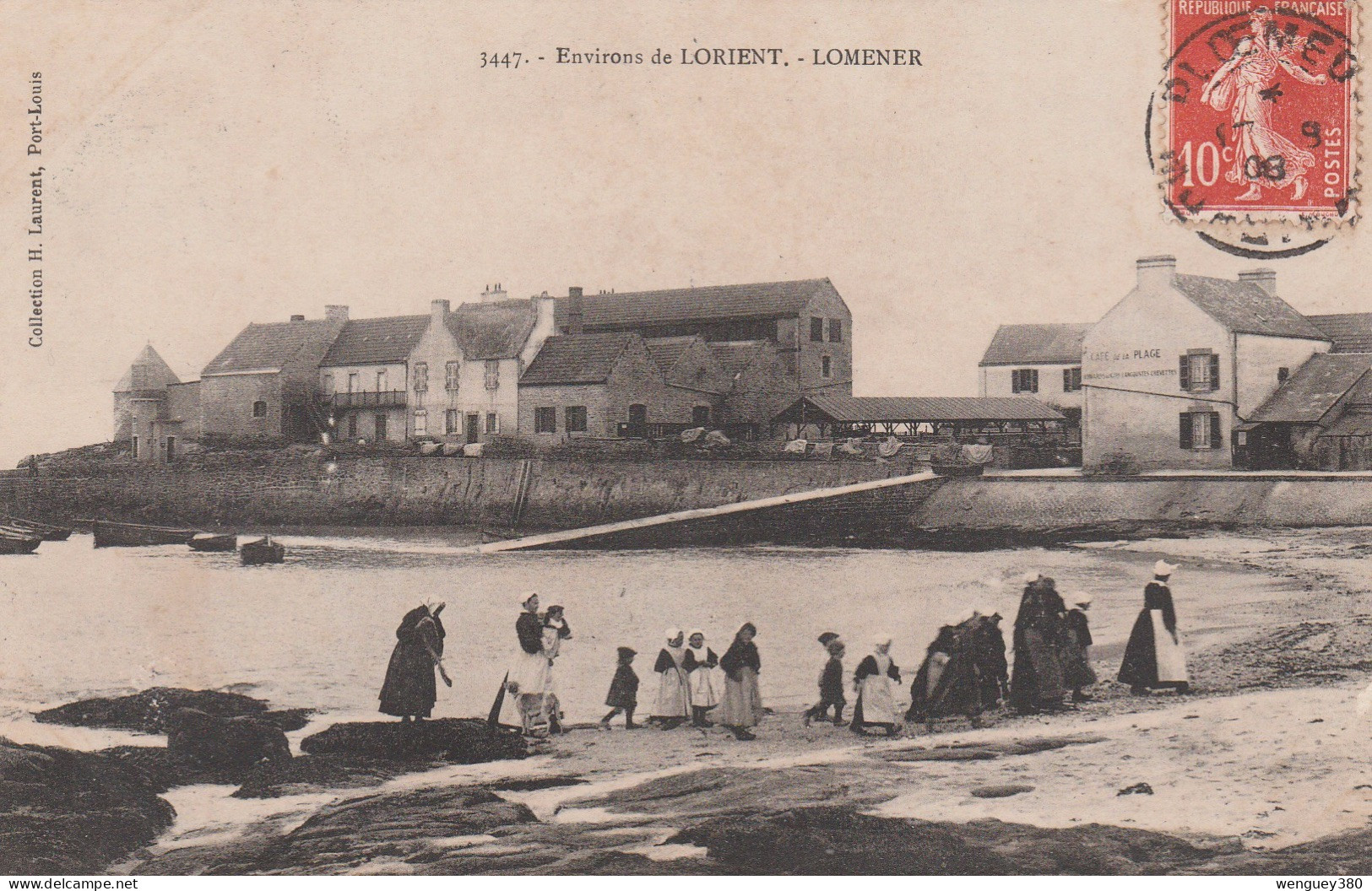 56 PLOEMEUR  LOMENER  LORIENT       SUP  PLAN  De Lomener  En 1908.        RARE - Ploemeur