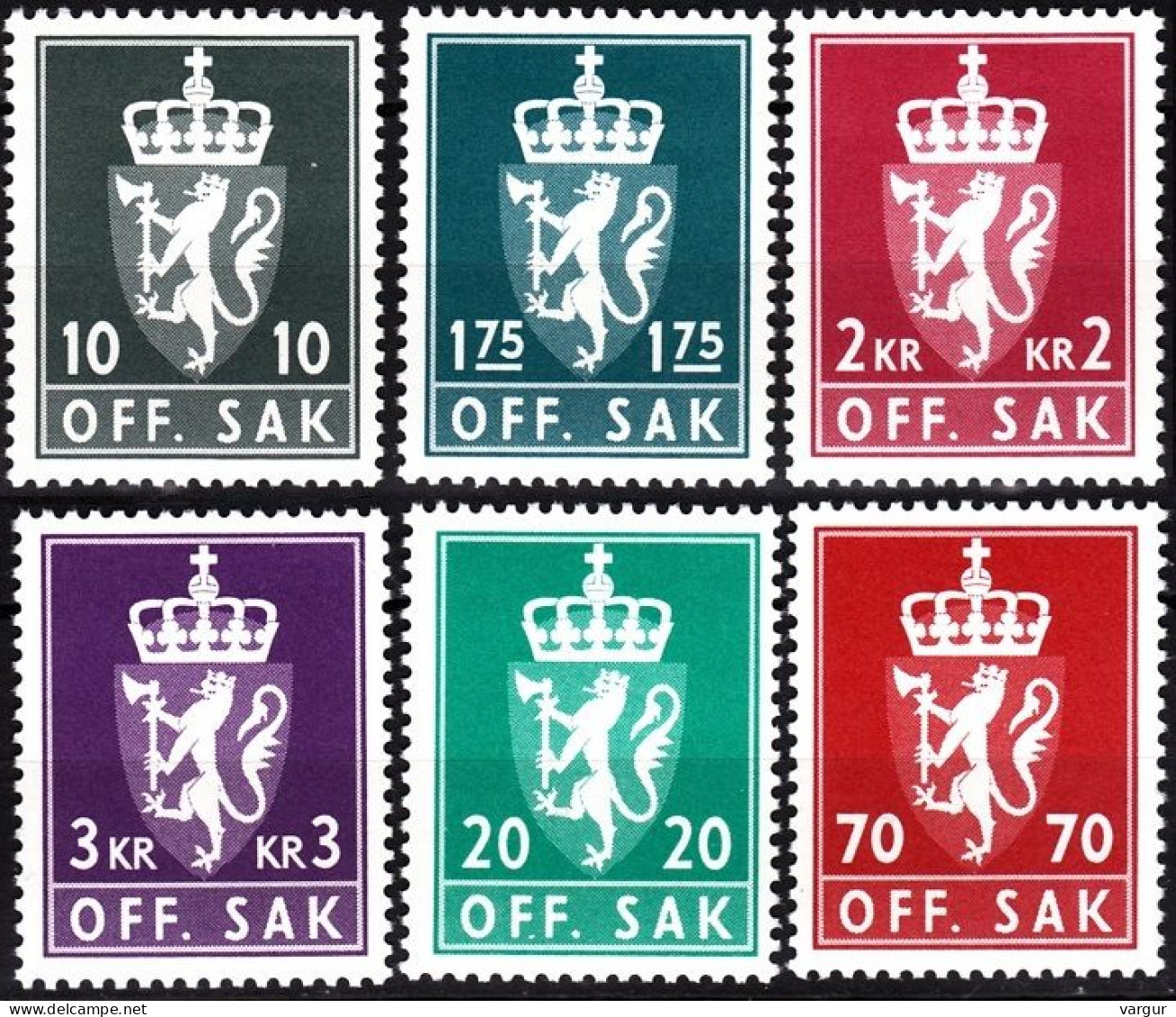 NORWAY 1981-82 Official. Heraldry. 6v, MNH - Dienstzegels