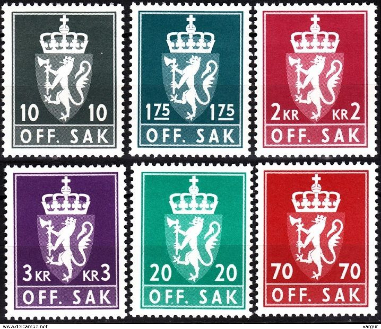 NORWAY 1981-82 Official. Heraldry. 6v, MNH - Officials