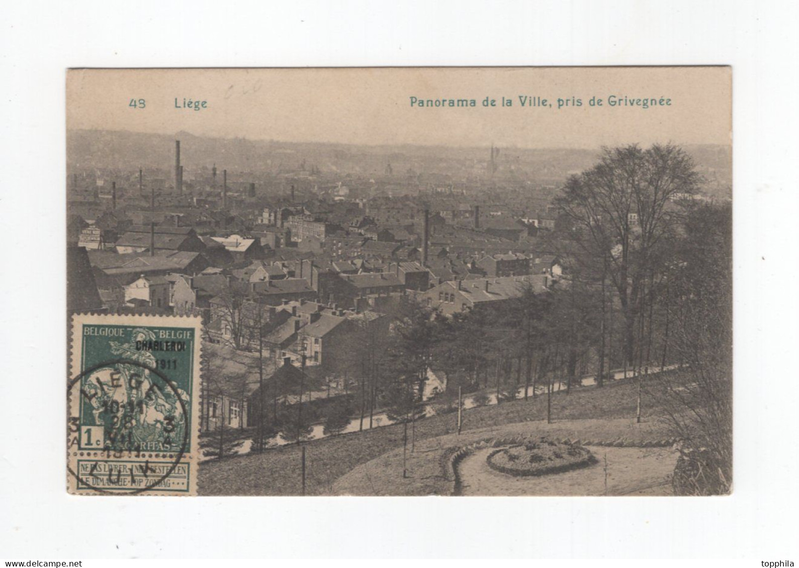 1911 Belgien Postkarte CPA Liege Panorama Mit Caritasmarke 1 Ct CHARLEROI 1911 # 101 Gest. Liege - Letter Covers