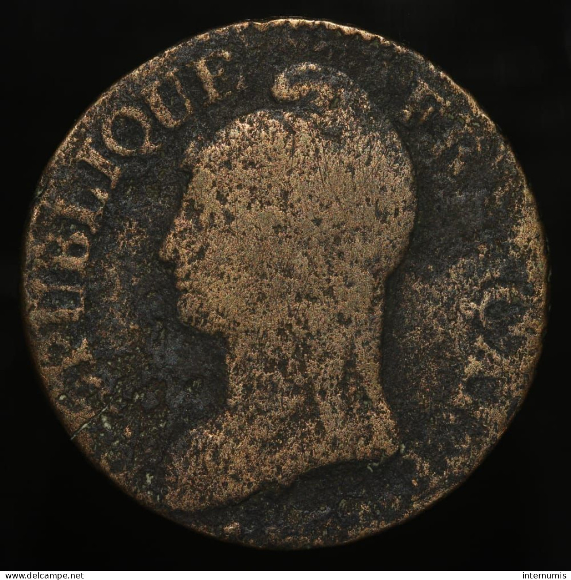 France, , 5 Centimes, An 9 (1800), G - Genève, KM# 640, G.126b, F. 115/110 - 5 Centimes