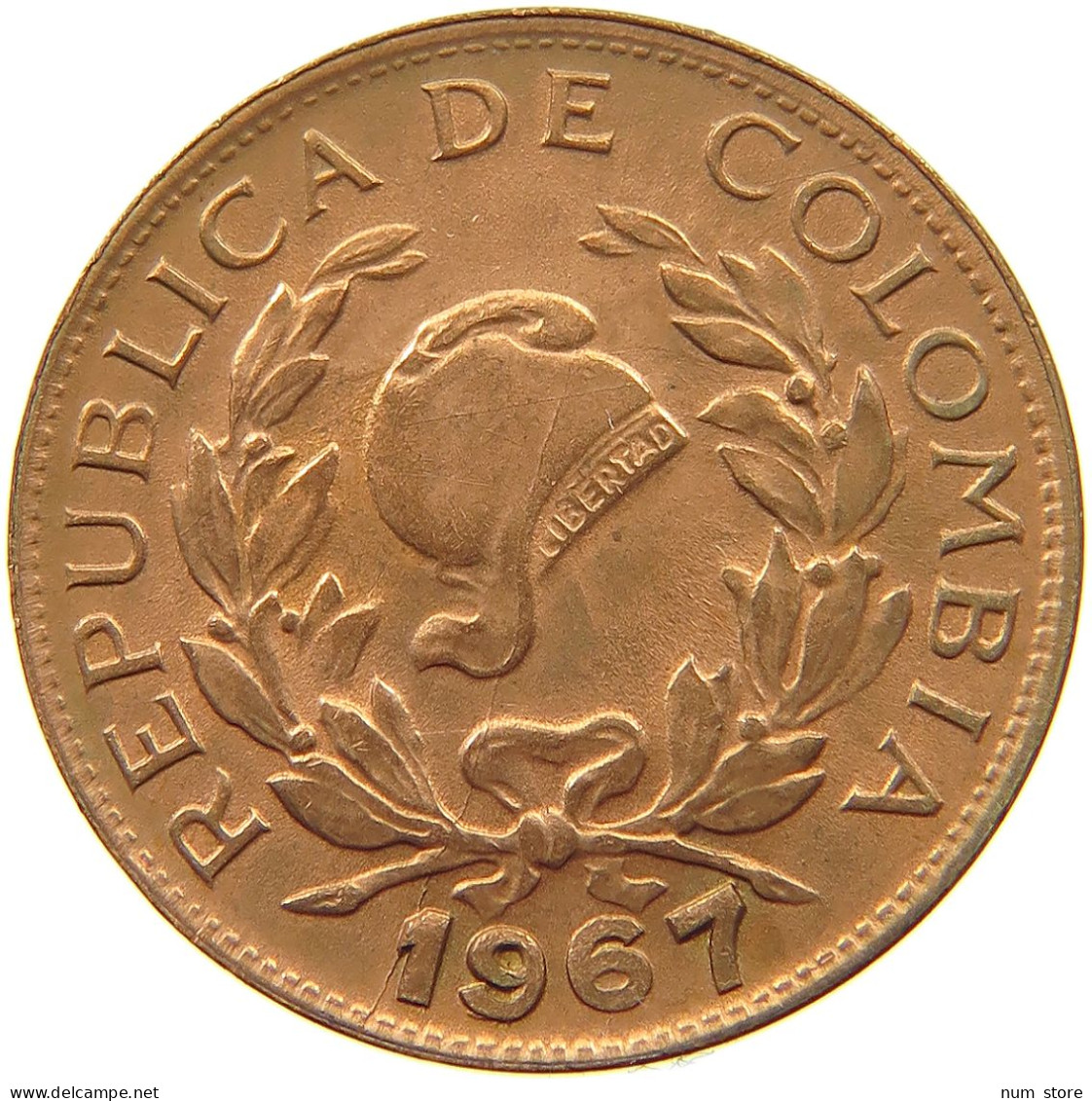 COLOMBIA 5 CENTAVOS 1967 TOP #s036 0577 - Colombie