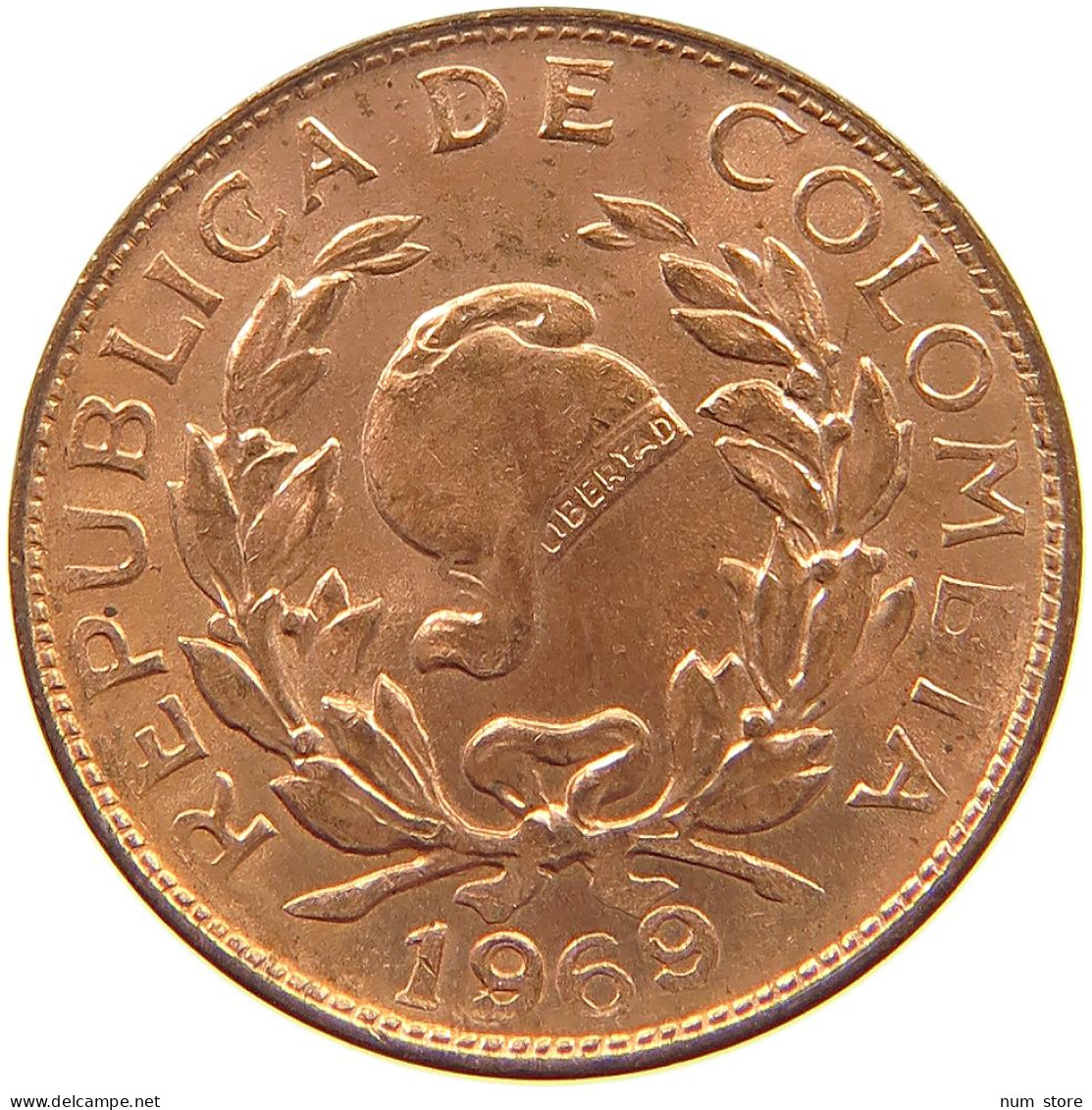 COLOMBIA 1 CENTAVO 1969 TOP #s055 0205 - Colombie