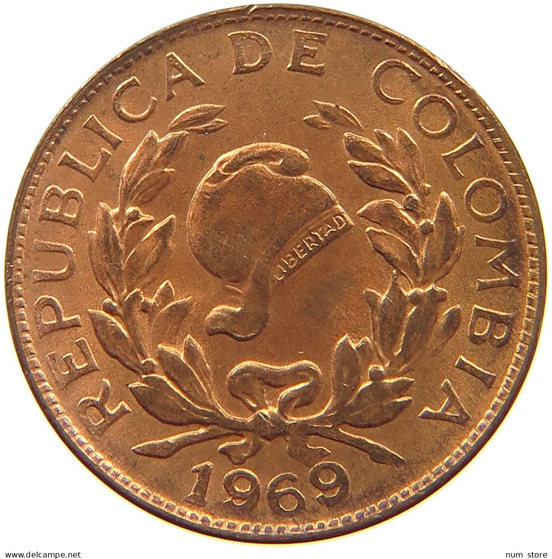 COLOMBIA 1 CENTAVO 1969 TOP #s055 0203 - Colombie