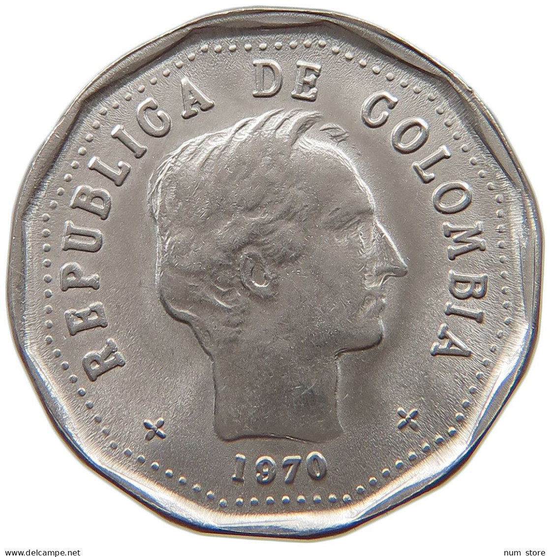 COLOMBIA 50 CENTAVOS 1970 TOP #a017 0087 - Colombie