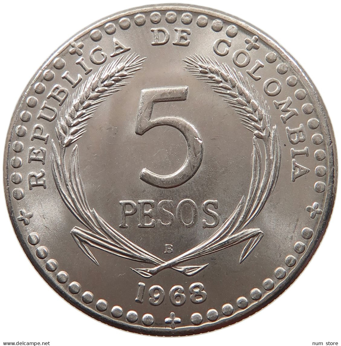 COLOMBIA 5 PESOS 1968 TOP #s023 0469 - Colombie
