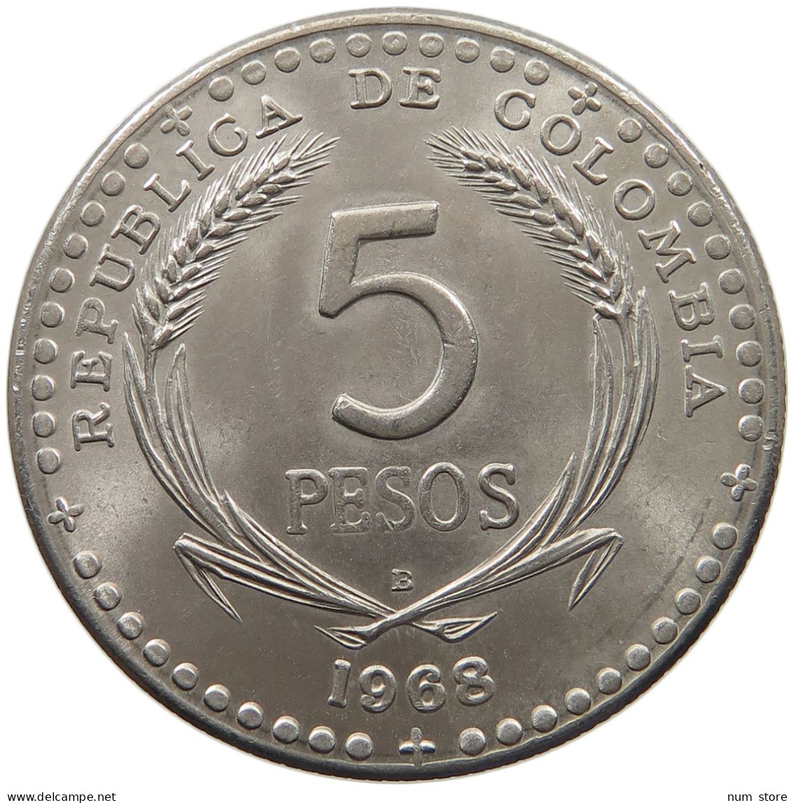 COLOMBIA 5 PESOS 1968 #c015 0317 - Colombia