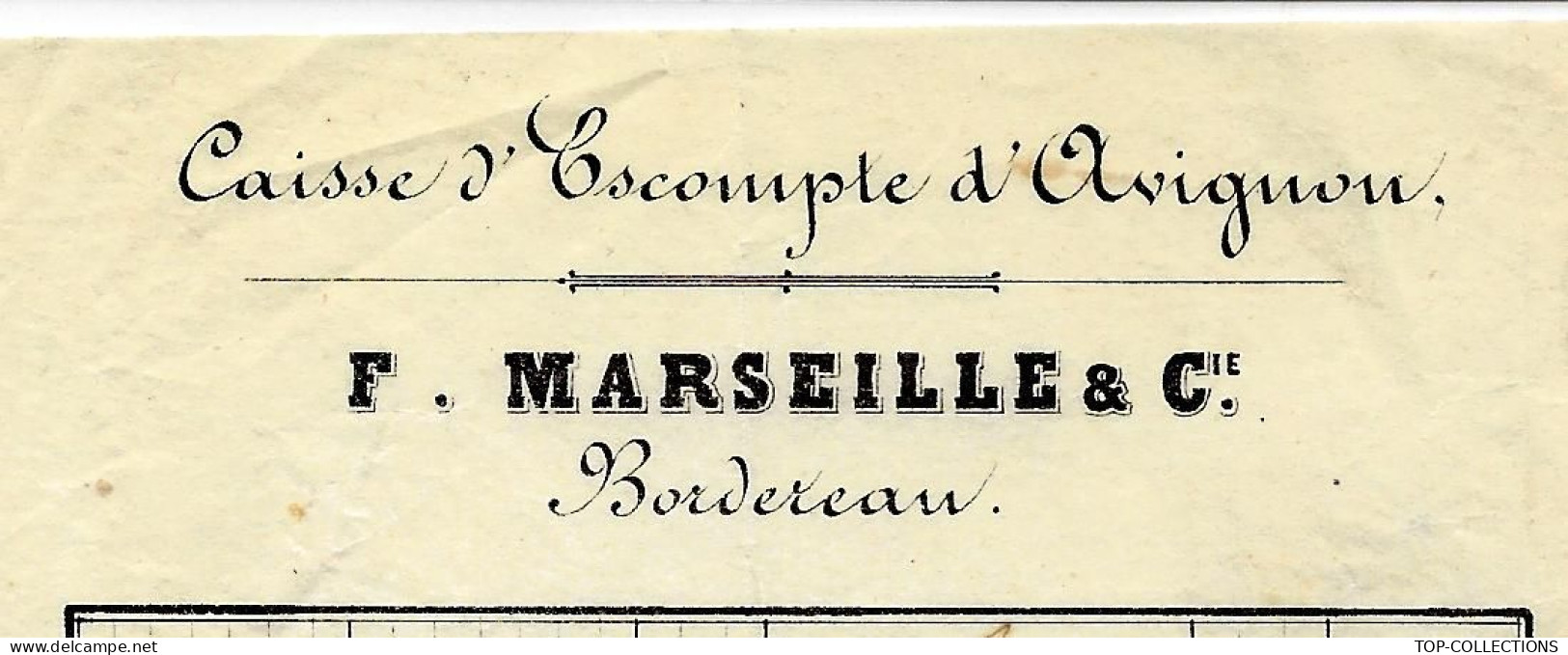 1861 BORDEREAU  CAISSE ESCOMPTE  F.Marseille à Avignon  Pour Roux De Bernabo Maitre De Forges à Rustrel  Vaucluse V.HIST - 1849-1876: Klassieke Periode