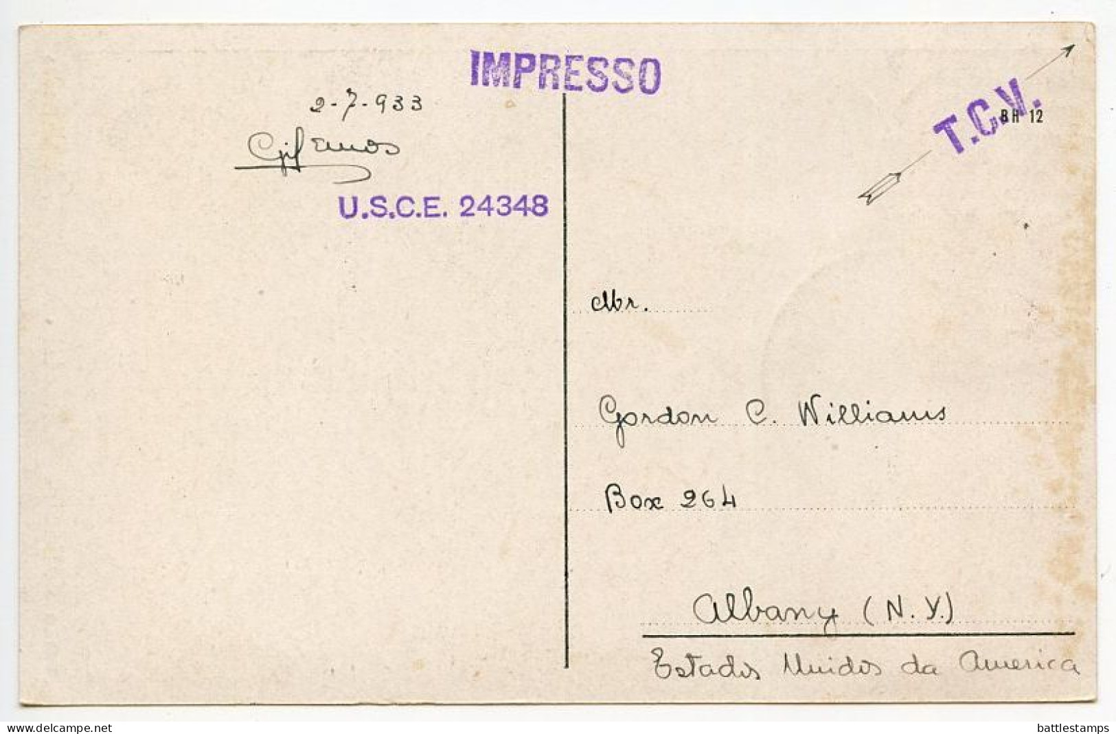 Brazil 1933 Postcard Belo Horizonte - Matriz De N.S. De Lourdes; 50r. & 100r. "Aviation" Stamps - Belo Horizonte