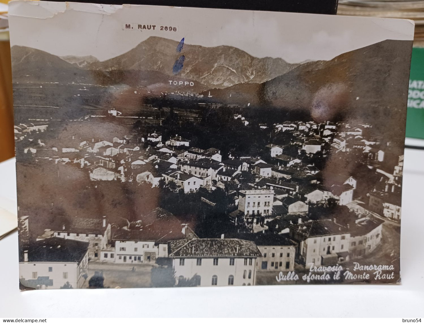 Cartolina Travesio Frazione Di Pordenone ,sullo Sfondo Il Monte Raut 1951 - Pordenone