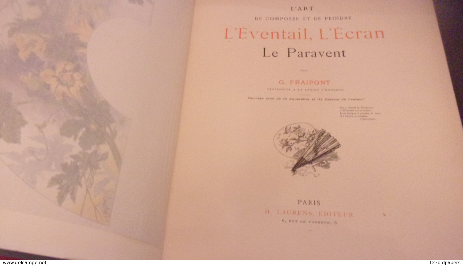L 'éventail, L'écran Et Le Paravent ( L'art De Composer Et De Peindre) G. Fraipont Edité Par H. Laurens, - Waaier