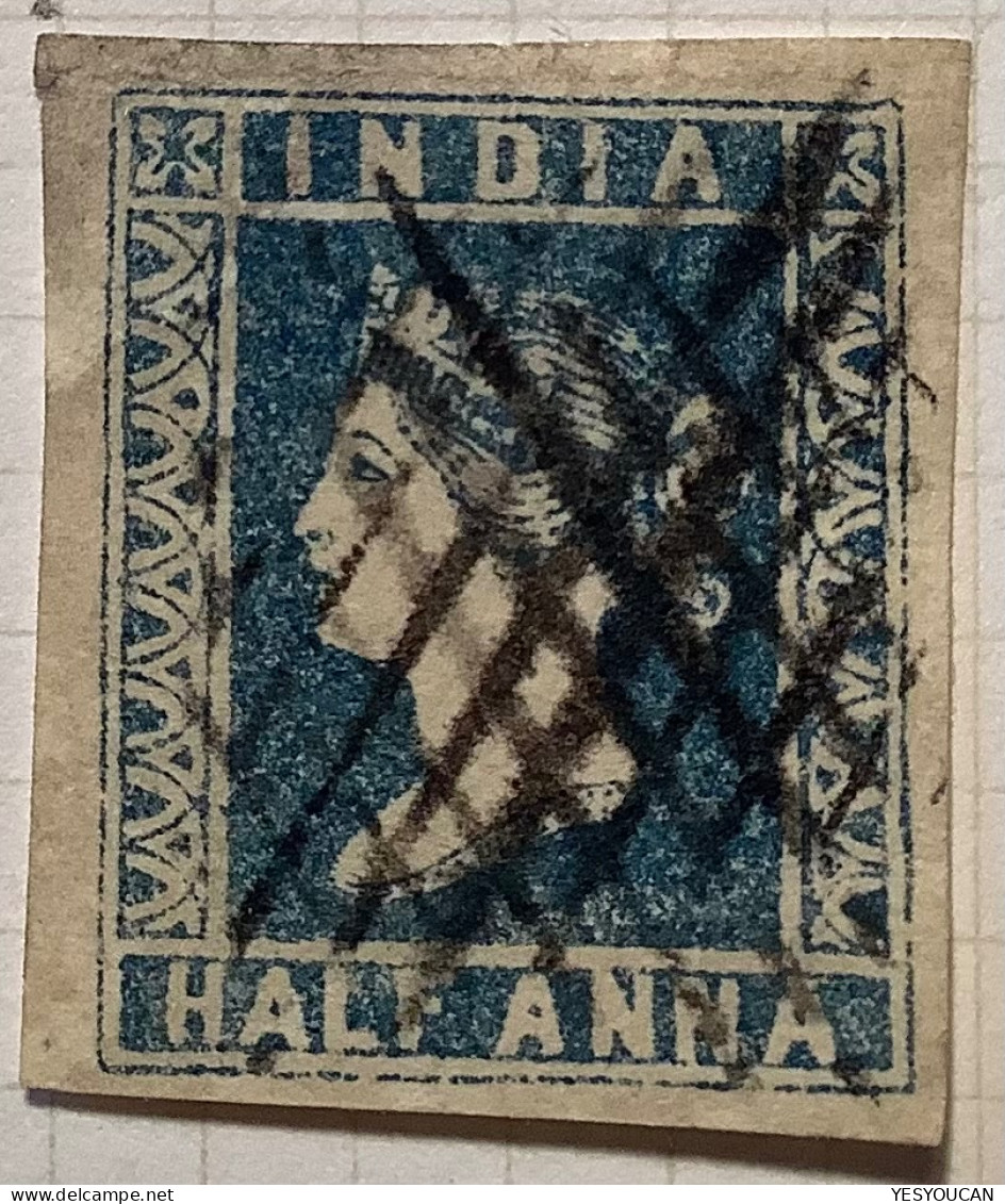 India 1854 Lithograph RARE POSTMARK On Queen Victoria 1/2 Anna Blue In Good Condition. (Inde British Empire Colonies - 1854 Britische Indien-Kompanie