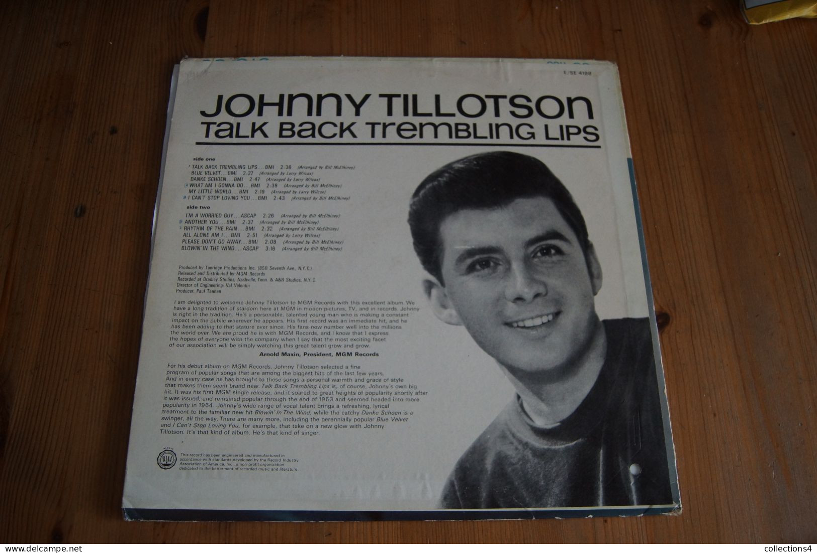 JOHNNY TILLOTSON TALK BACK TREMBLING LIPS RARE LP AMERICAIN 1963 POP VALEUR+ BOB DYLAN - Autres - Musique Anglaise
