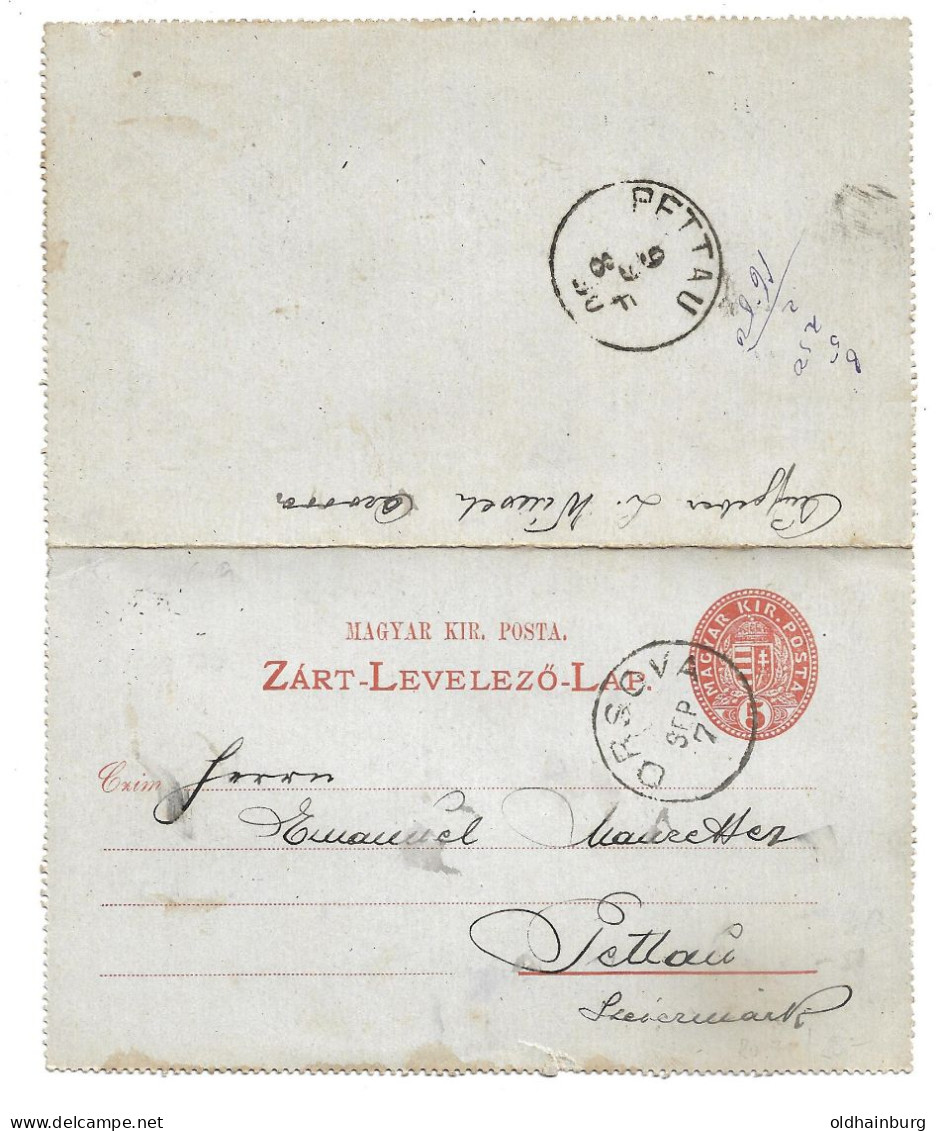 2370q: Ungarn (heute Rumänien!) Kartenbrief Nach Pettau - Lettres & Documents