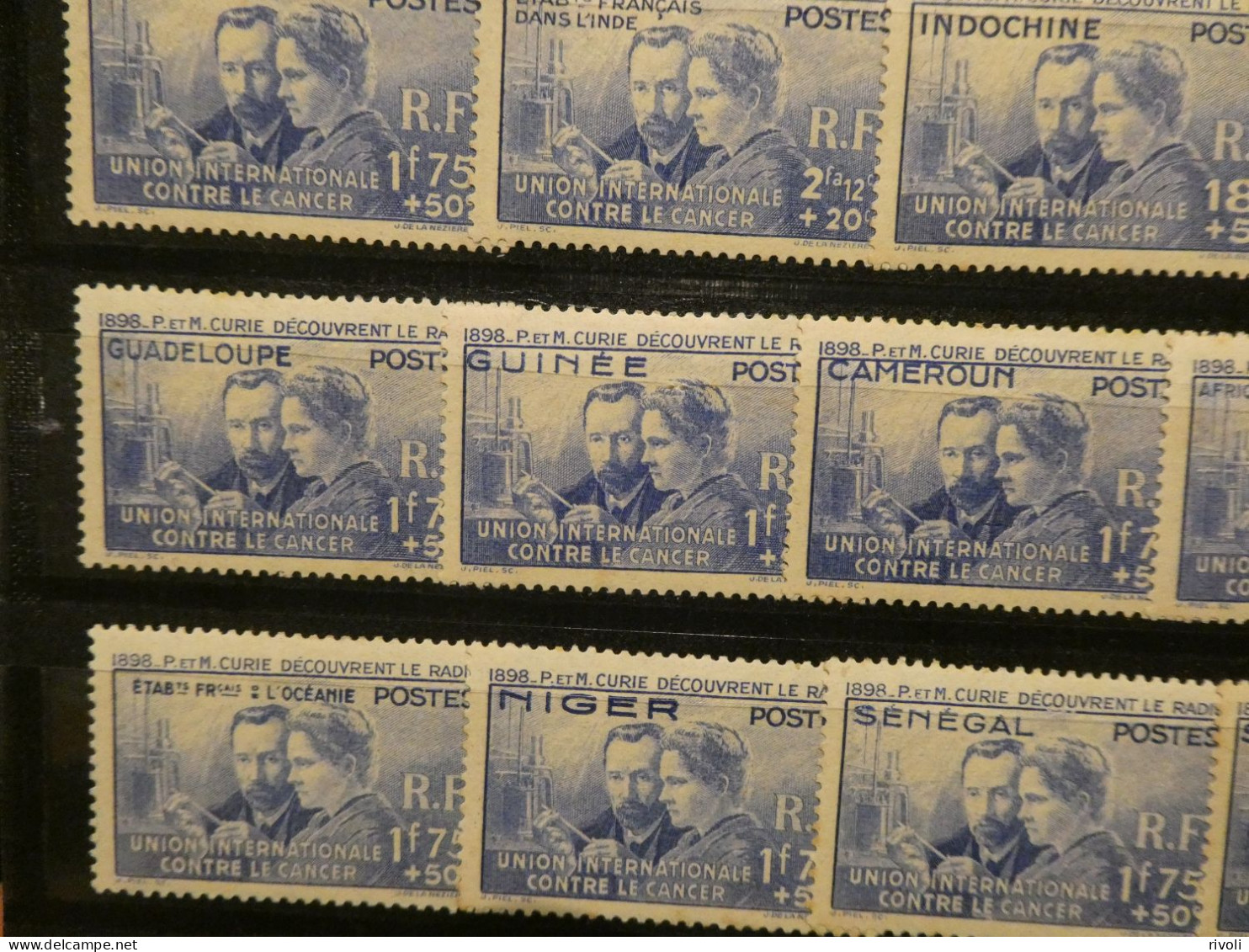 COLONIES SERIES - 1938, SERIE 21 Valeurs: Pierre Et Marie Curie Neufs Avec Trace De Charniere + 2 Ou 3 Sans T - 1938 Pierre Et Marie Curie