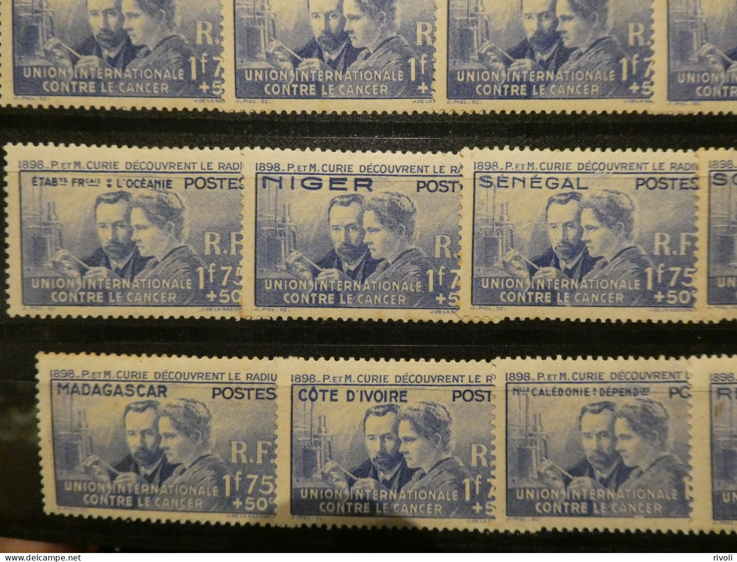 COLONIES SERIES - 1938, SERIE 21 valeurs: Pierre et Marie Curie neufs avec trace de charniere + 2 ou 3 sans T