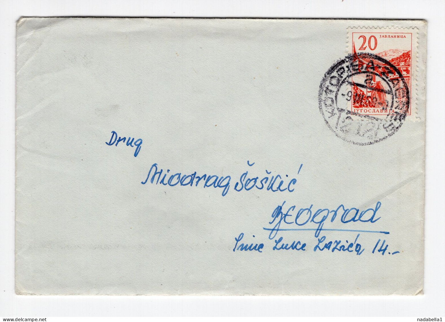 1960. YUGOSLAVIA,CROATIA,TPO 212 KOTORIBA - ZAGREB,COVER TO BELGRADE - Briefe U. Dokumente