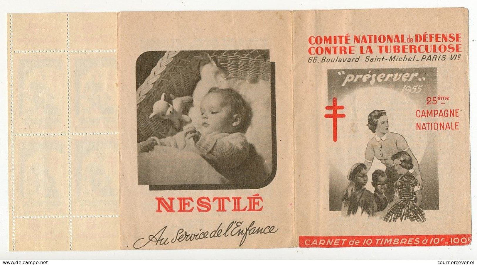 FRANCE - Carnet De 10 Vignettes Antituberculeuses 1955 - "Préserver" - Tuberkulose-Serien