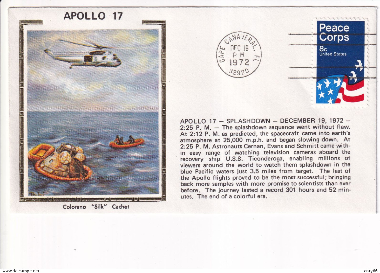 STATI UNITI FDC 1972  APOLLO 17 - Etats-Unis