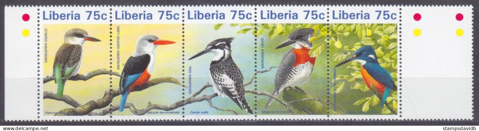 1996 Liberia 1796-1800strip Birds 11,00 € - Climbing Birds