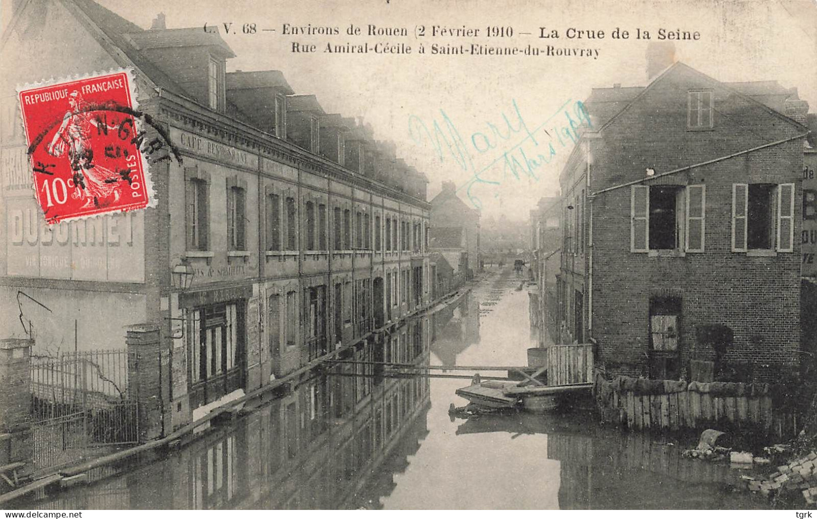 SAINT ETIENNE DU ROUVRAY 2 Février 1910 Crue De La Seine Rue Amiral Cécile - Saint Etienne Du Rouvray