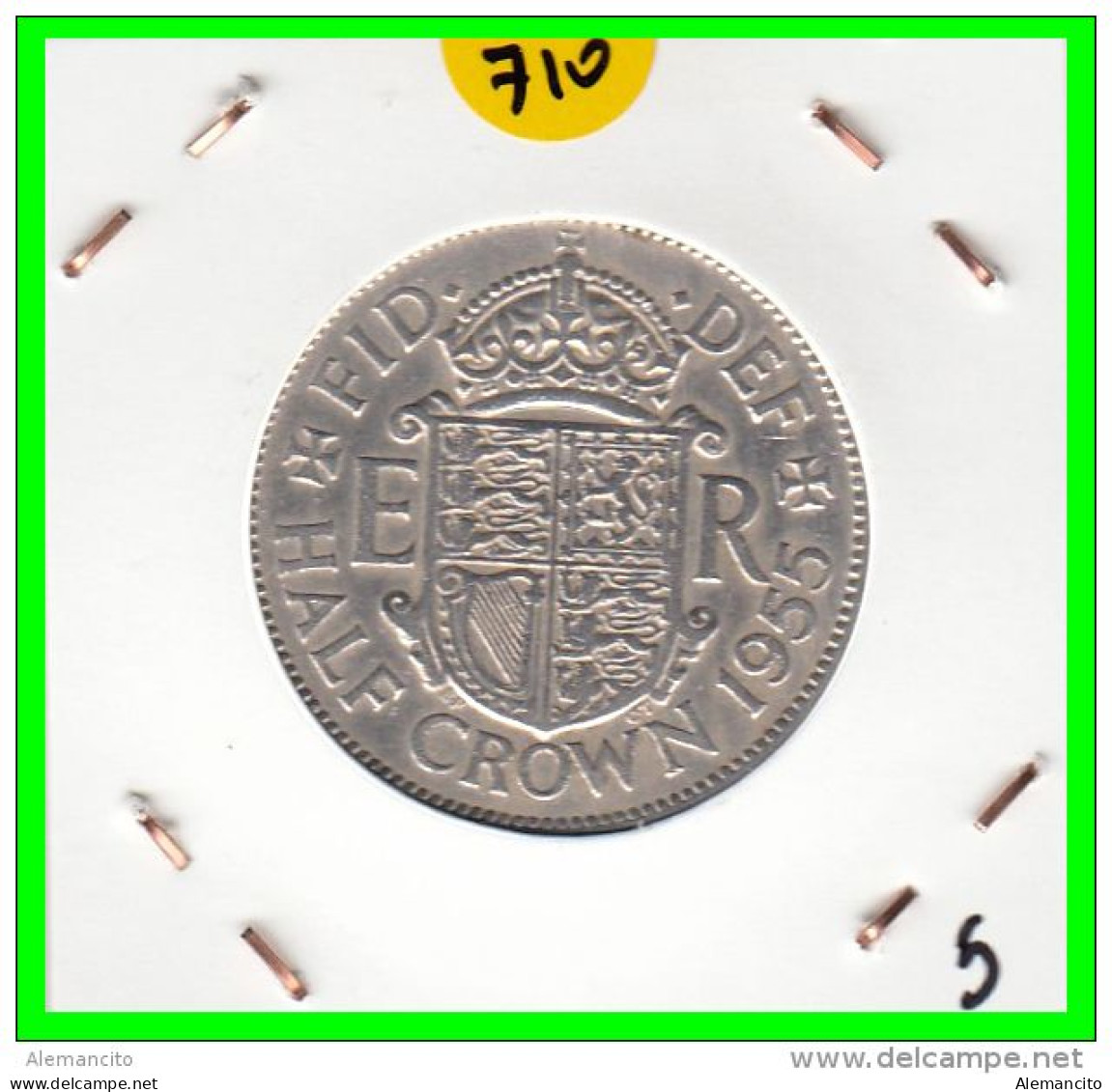 GRAN BRETAÑA  MONEDA DE HALF-CROWN - AÑO 1955 - 1/2 Sovereign