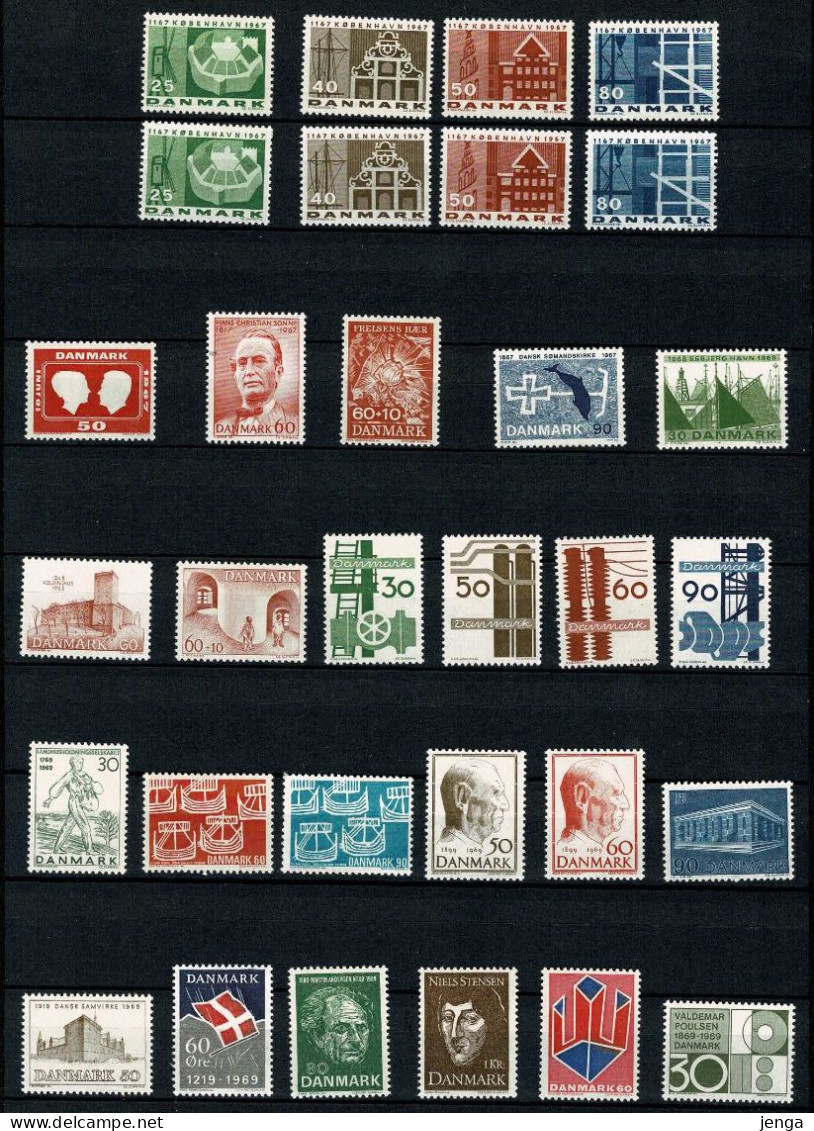 Denmark Small Collection 1960s; 31 Stamps With Complete Set; MNH(**). - Lotes & Colecciones
