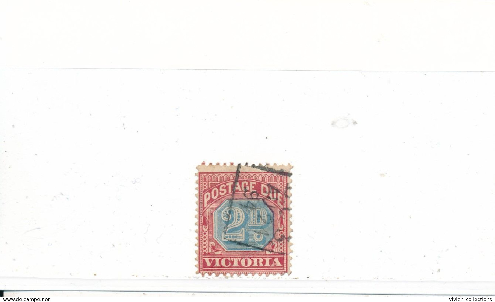 Australie Victoria Timbre Taxe N° 3 Oblitéré Variété Filigrane Inversé "A" Au Lieu De "V" - Postage Due