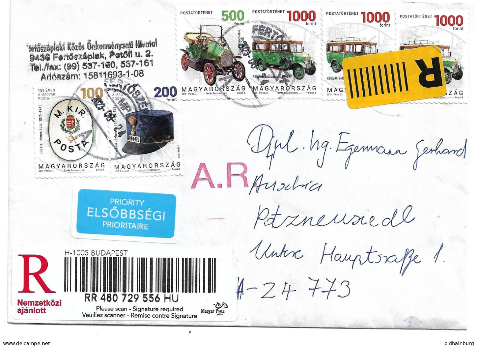 2371t: Ungarn- Brief 2023 Nach A- 2473 Potzneusiedl - Covers & Documents