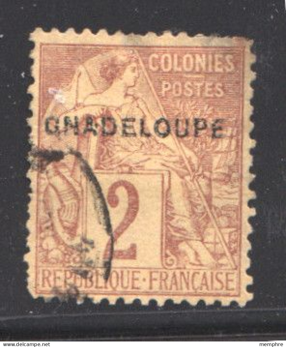 Alphée Dubois 2 Centimes Erreur GNADELOUPE Yv 15a - Used Stamps