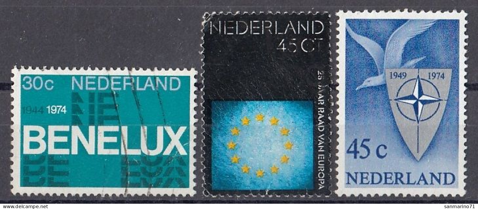 NETHERLANDS 1035-1037,used,falc Hinged - OTAN