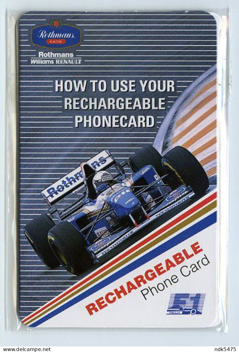 ROTHMANS WILLIAMS RENAULT - RECHARGEABLE PHONE CARD £3 (UNITEL) (SEALED / MINT) - [ 8] Ediciones De Empresas