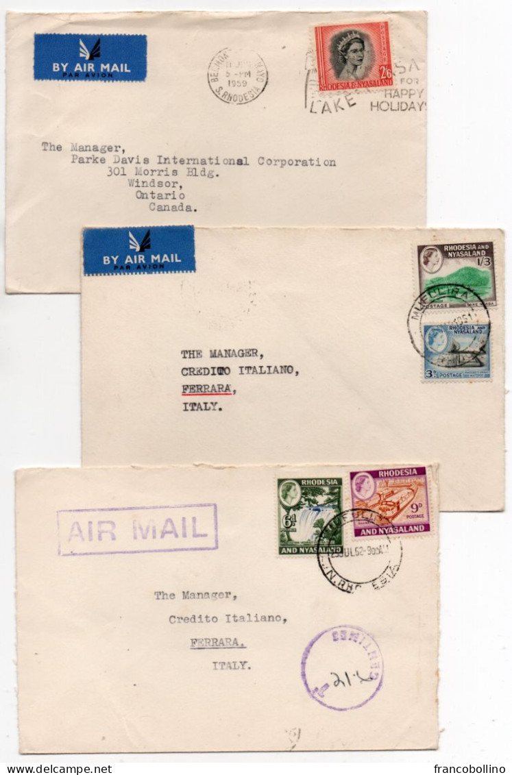 RHODESIA AND NYASALAND - LOT N.3 AIR MAIL COVER 1959/62 / BANK - Rhodésie & Nyasaland (1954-1963)