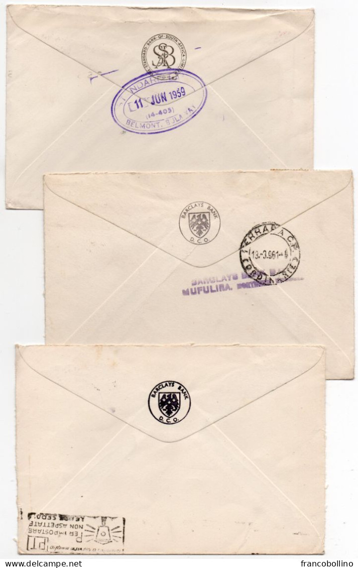 RHODESIA AND NYASALAND - LOT N.3 AIR MAIL COVER 1959/62 / BANK - Rhodesien & Nyasaland (1954-1963)