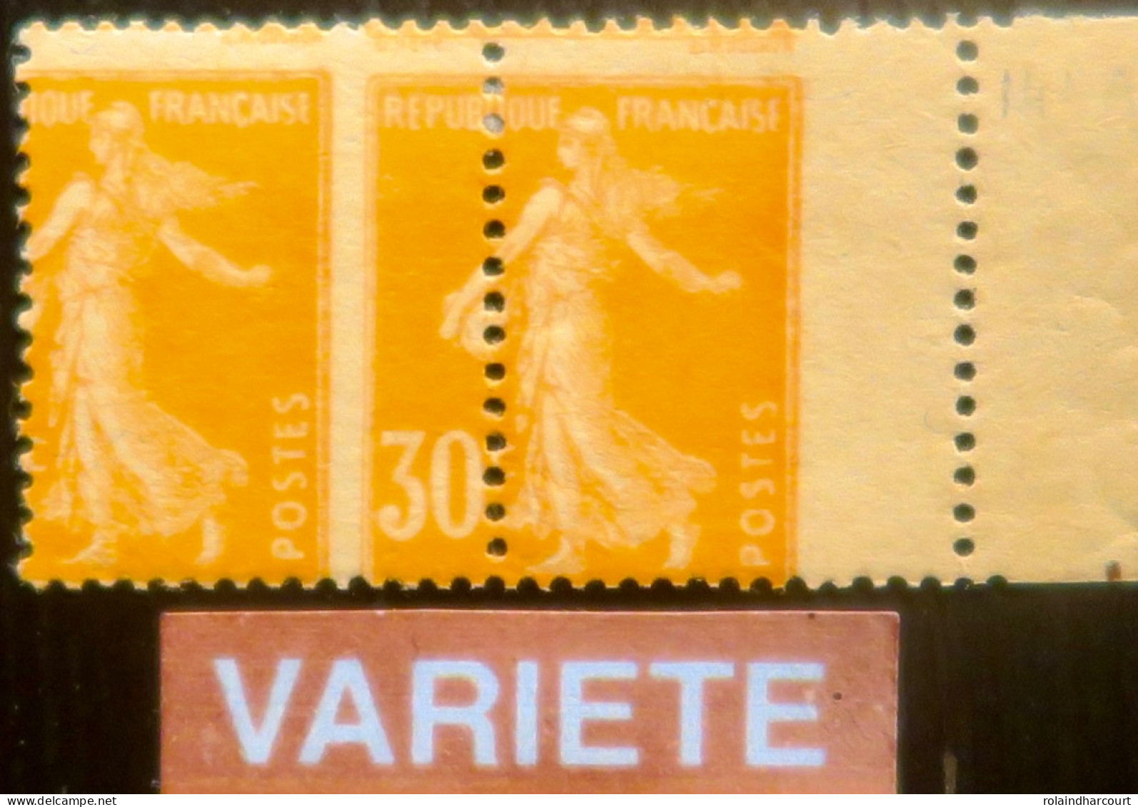 R1118/106 - 1907 - TYPE SEMEUSE CAMEE - PAIRE - N°141f NEUFS* - VARIETE >>> Piquage à Cheval Avec Décalage Sur BdF - Unused Stamps