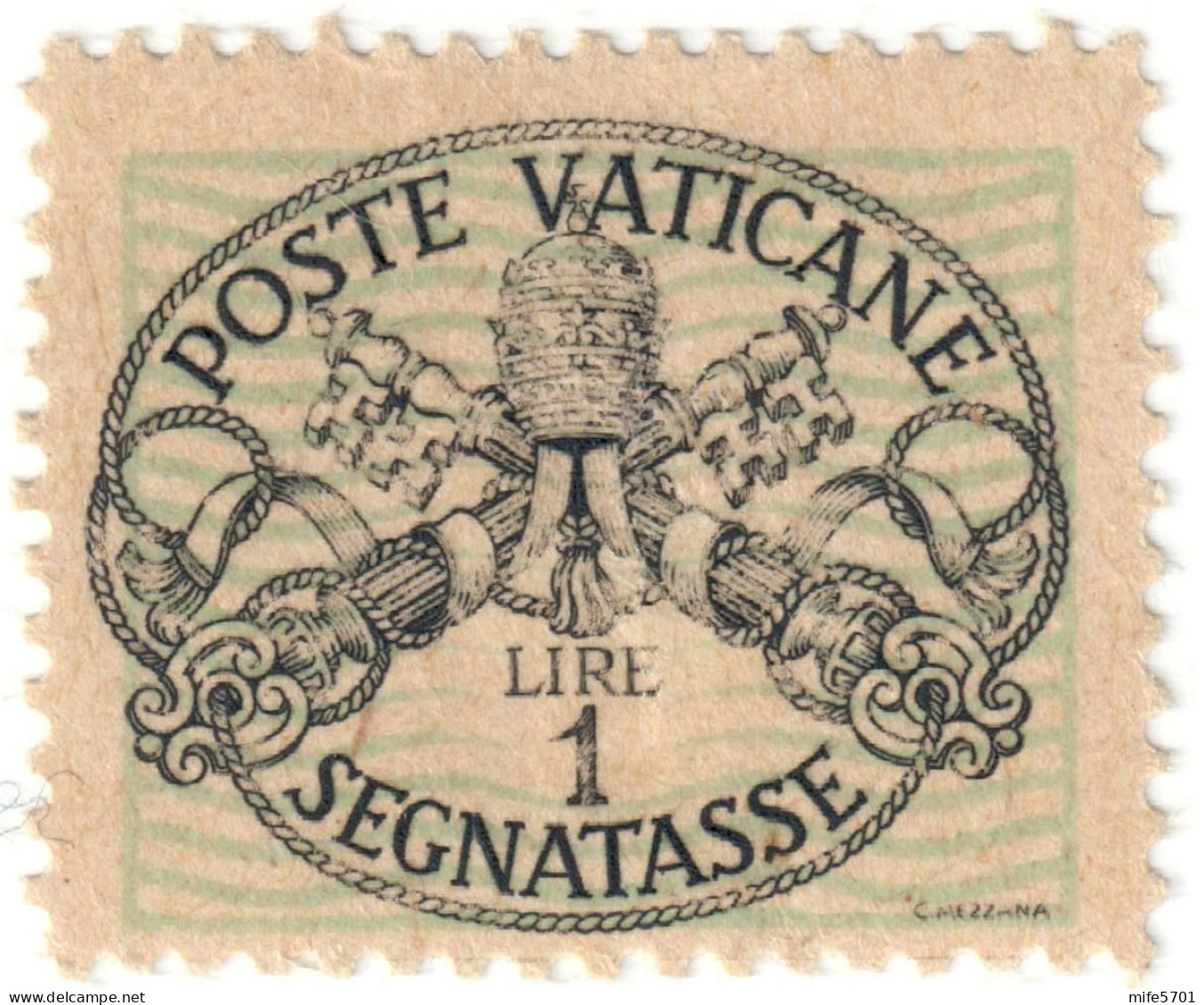 VATICANO 1945 SEGNATASSE C. 20 COLORE VIOLETTO CHIARO E L. 1 VERDE CHIARO - CARTA BIANCA - MLH * - SASSONE 8 E 10 - Portomarken