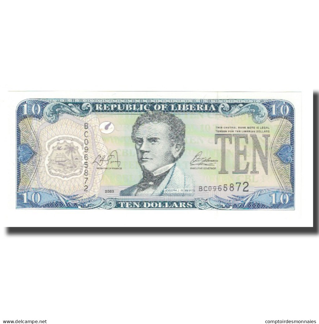 Billet, Liberia, 10 Dollars, 2003, KM:27A, NEUF - Liberia
