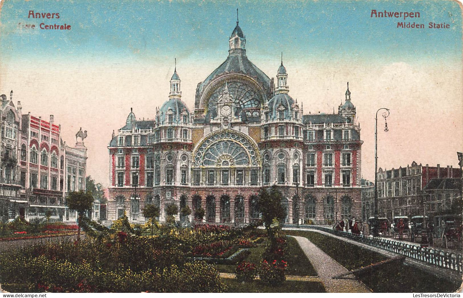 BELGIQUE - Anvers - Gare Centrale - Colorisé - Carte Postale Ancienne - Antwerpen