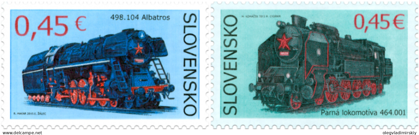 Slovakia 2015 Famous Steam Locomotives - Technical Monuments Set Of 2 Stamps Mint - Ungebraucht