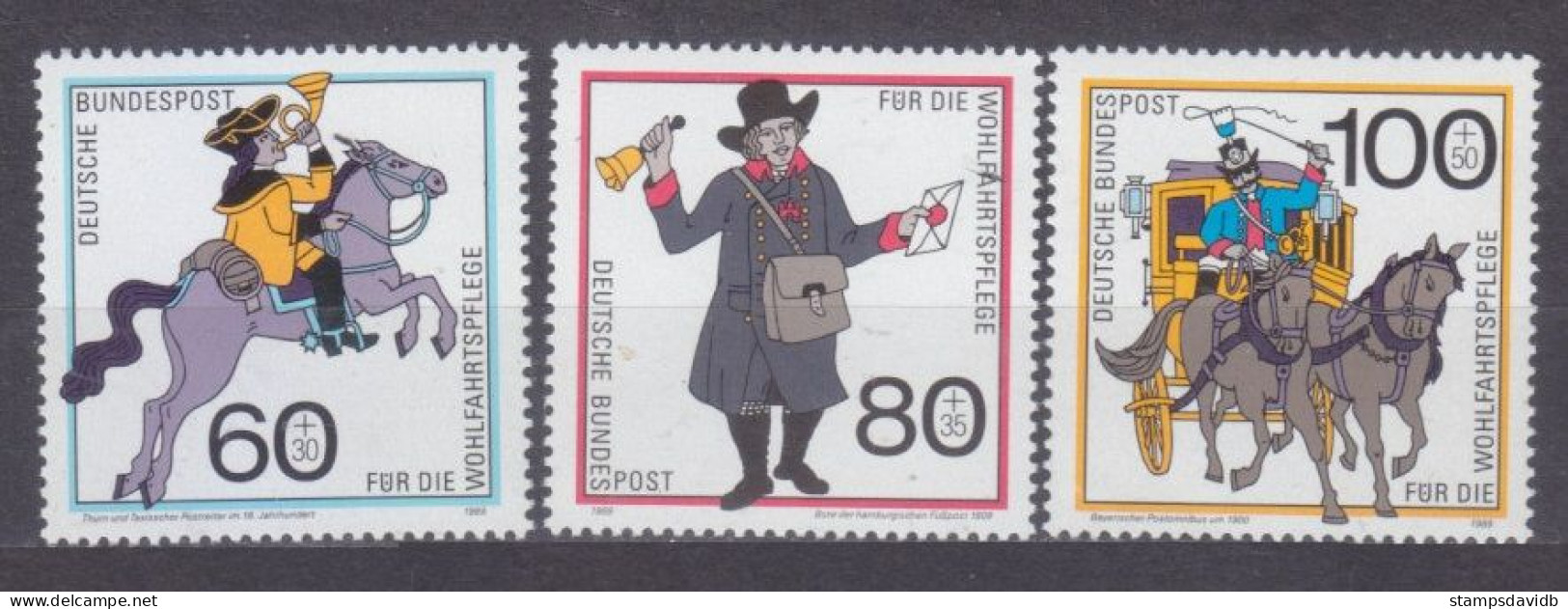 1989 Germany 1437-1439 Postal Couriers 7,00 € - UPU (Union Postale Universelle)