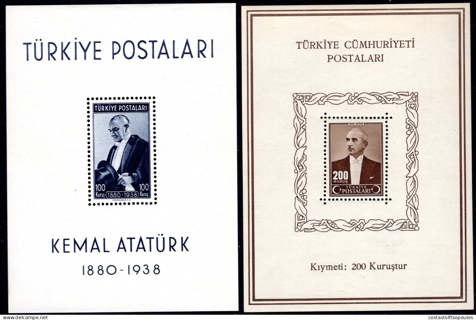 2065. TURKEY 1939 S/S 1 ATATURK.1943 S/S 2 MNH - Autres & Non Classés