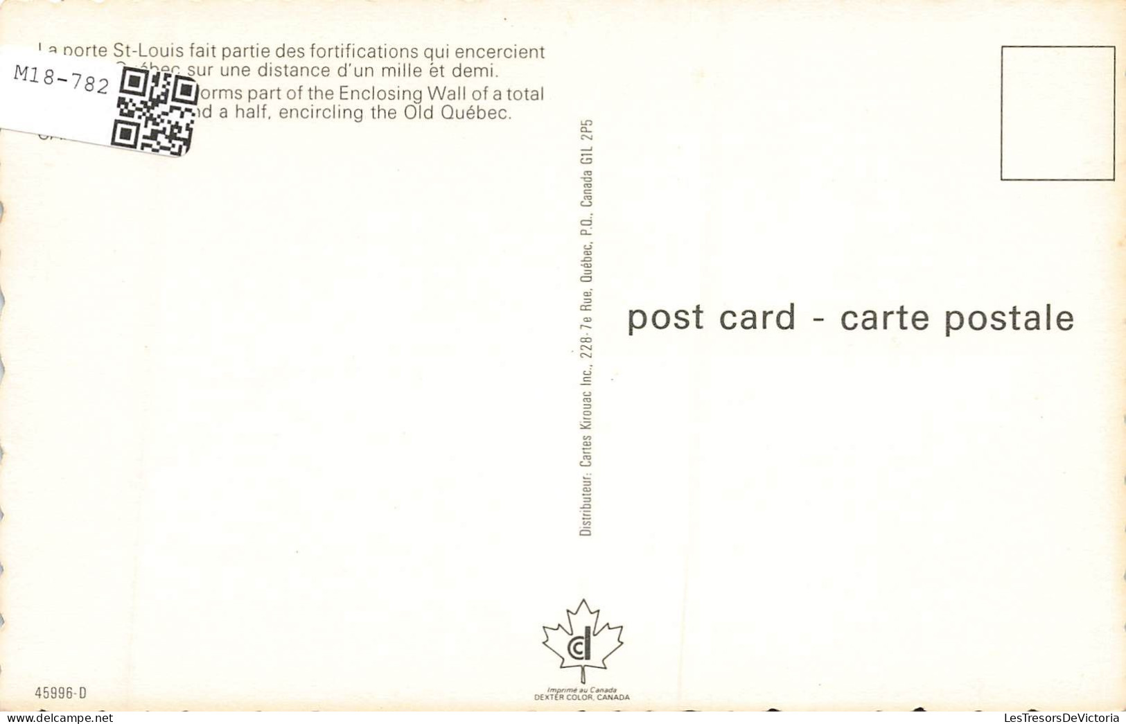 CANADA - Quebec - La Porte Saint Louis - Colorisé - Carte Postale - Québec – Les Portes