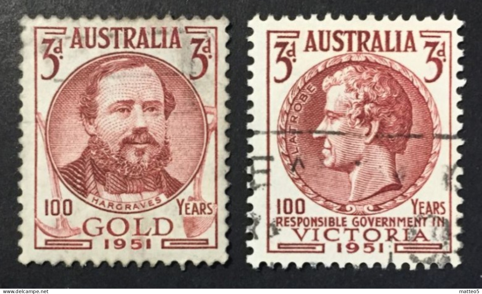 1951 - Australia - Centenary Of Gold Discovery Responsible Victoria Gov. - Used - Used Stamps
